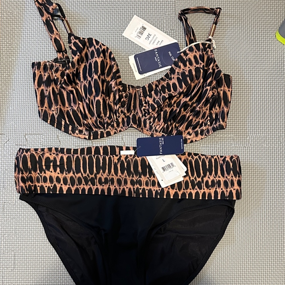 Fantasie Black and Tan Swimwear Set